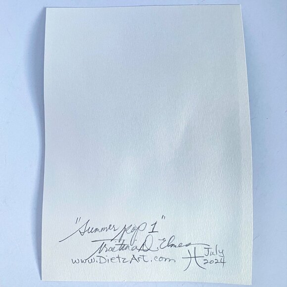 Summer Pop 1 Original Art Acrylic Painting Turquoise Pink Red Frame Ready 8x10in - Picture 6 of 6